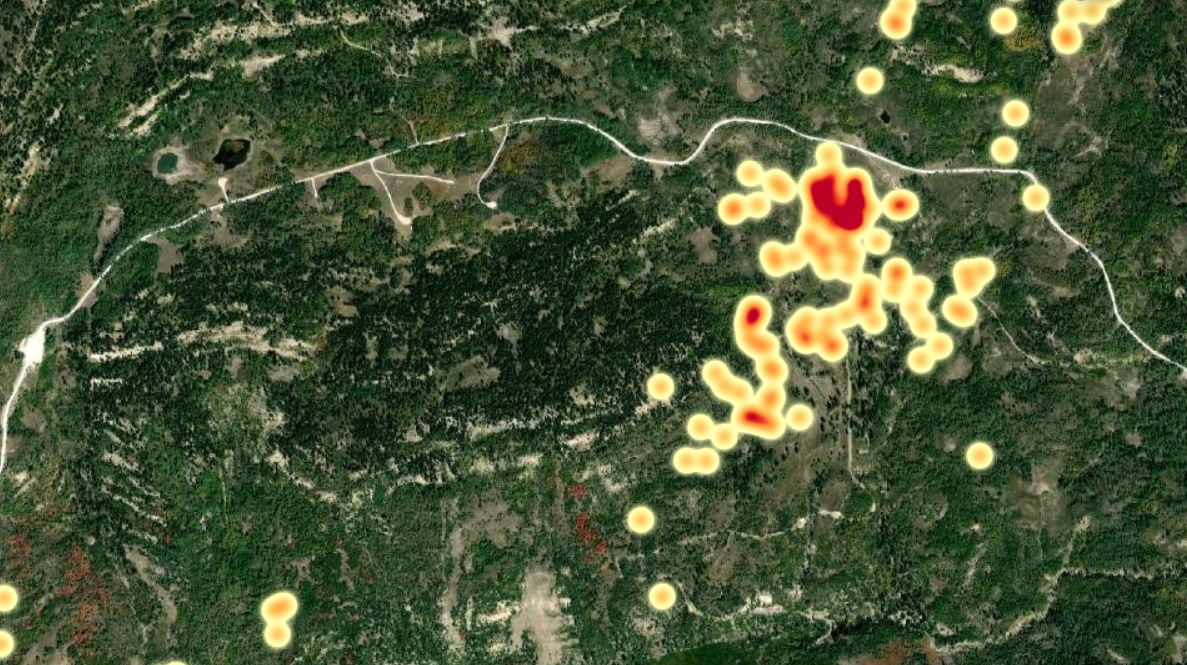 Deer near treatment area heat map.jpg | 01/26/2023 Project Image: Deer near treatment area heat map.jpg